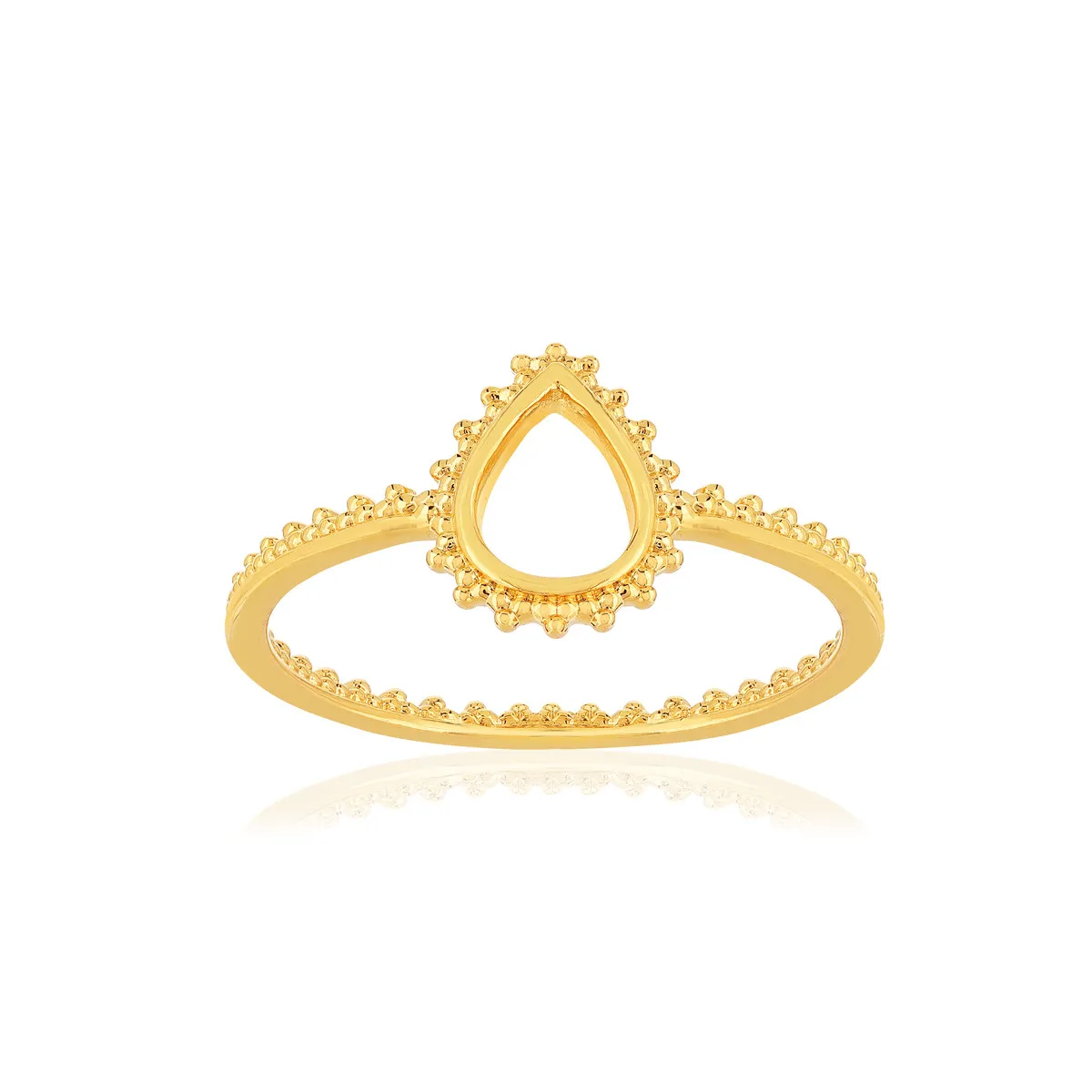 Bague plaqué or motif goutte perlé