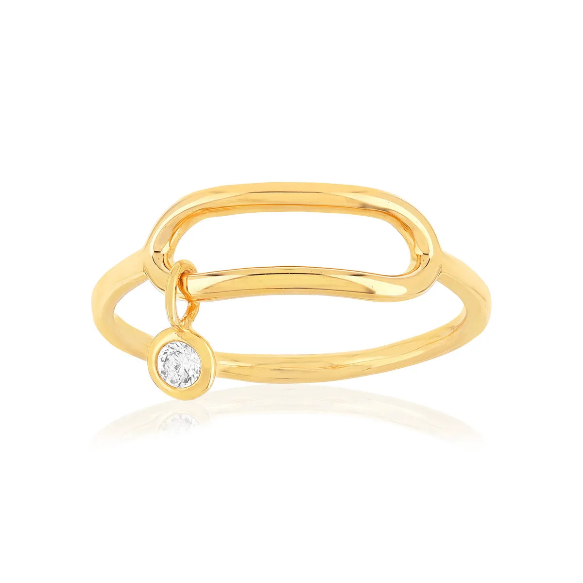 Bague plaqué or motif ovale zirconia