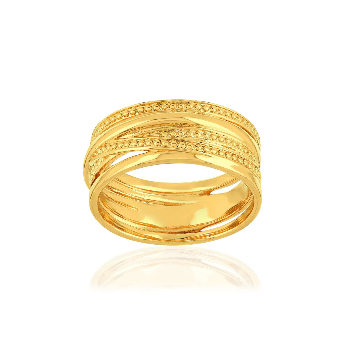 Bague plaqué or motif perlé