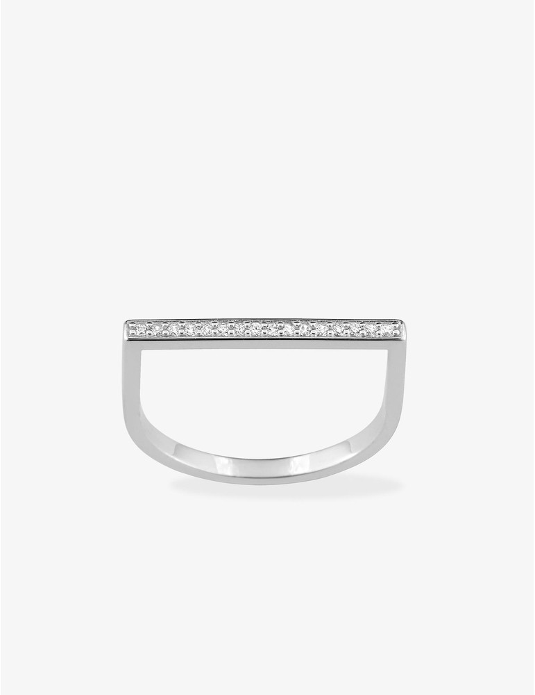 Bague rectangulaire argent 925‰ rhodié et oxydes de zirconium SO OR