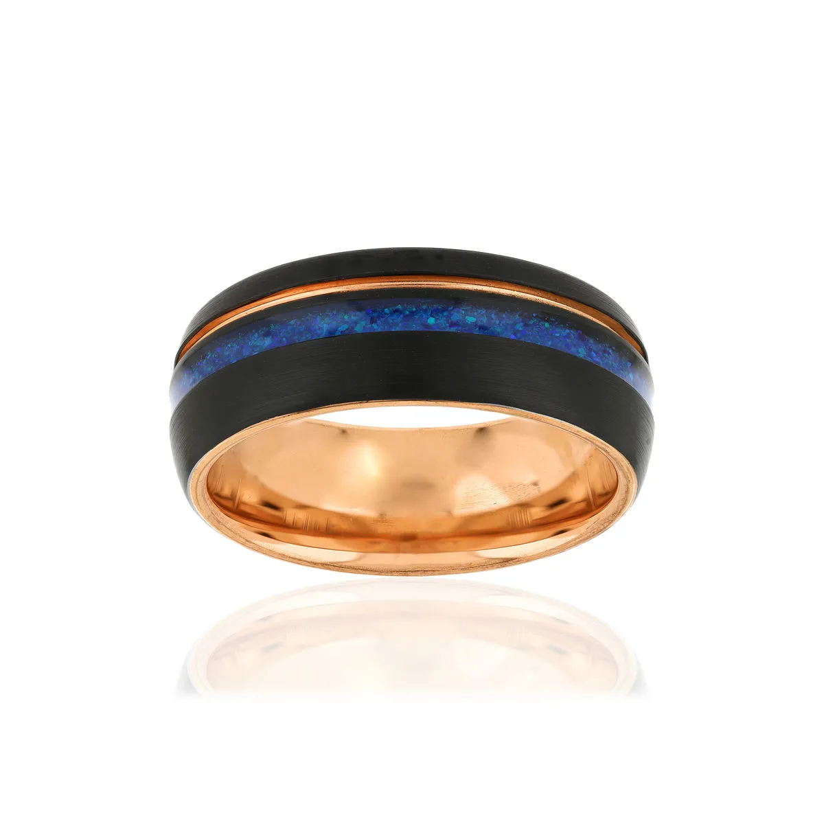 Bague tungstène rosé noir