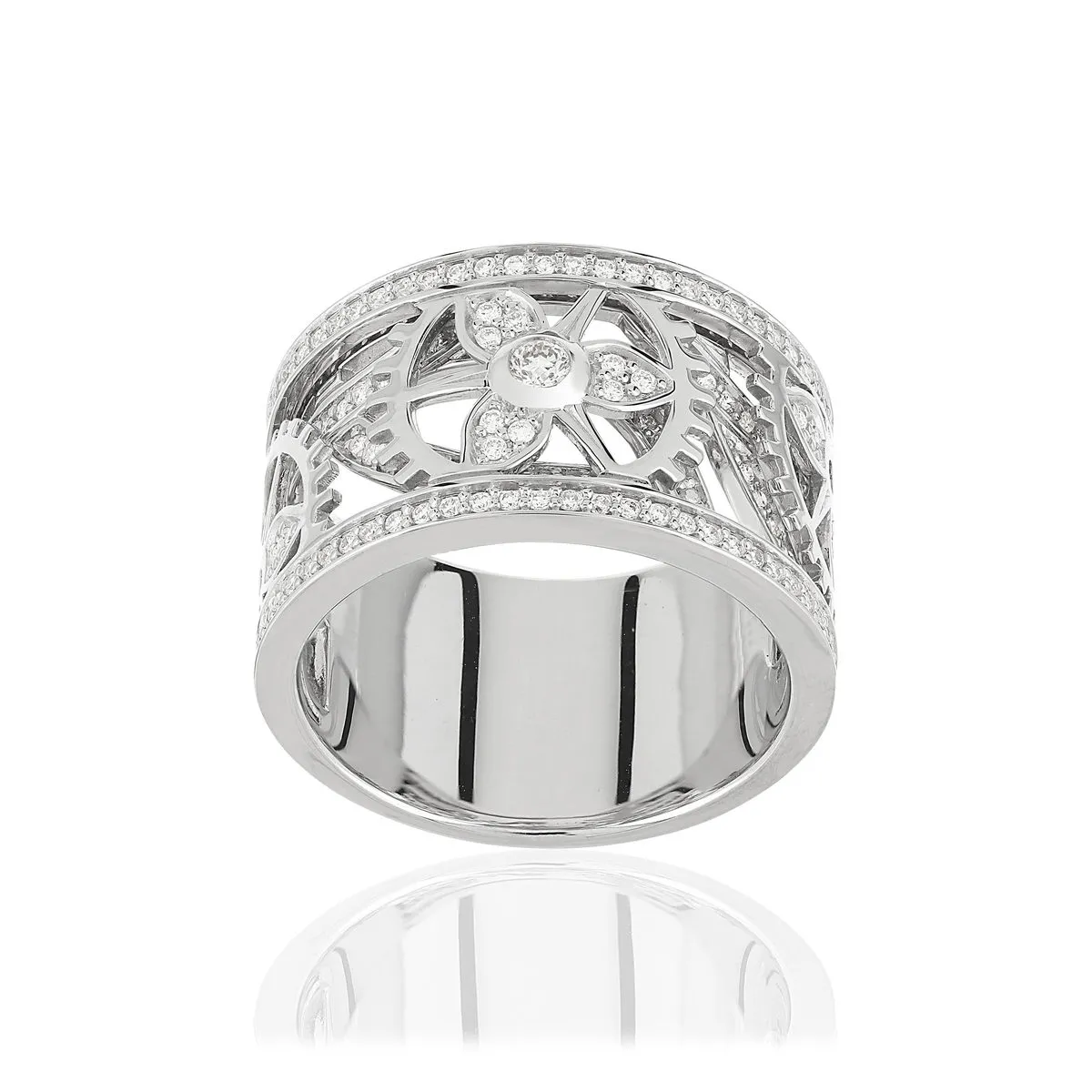 Bague Vesontio or blanc 750 diamants