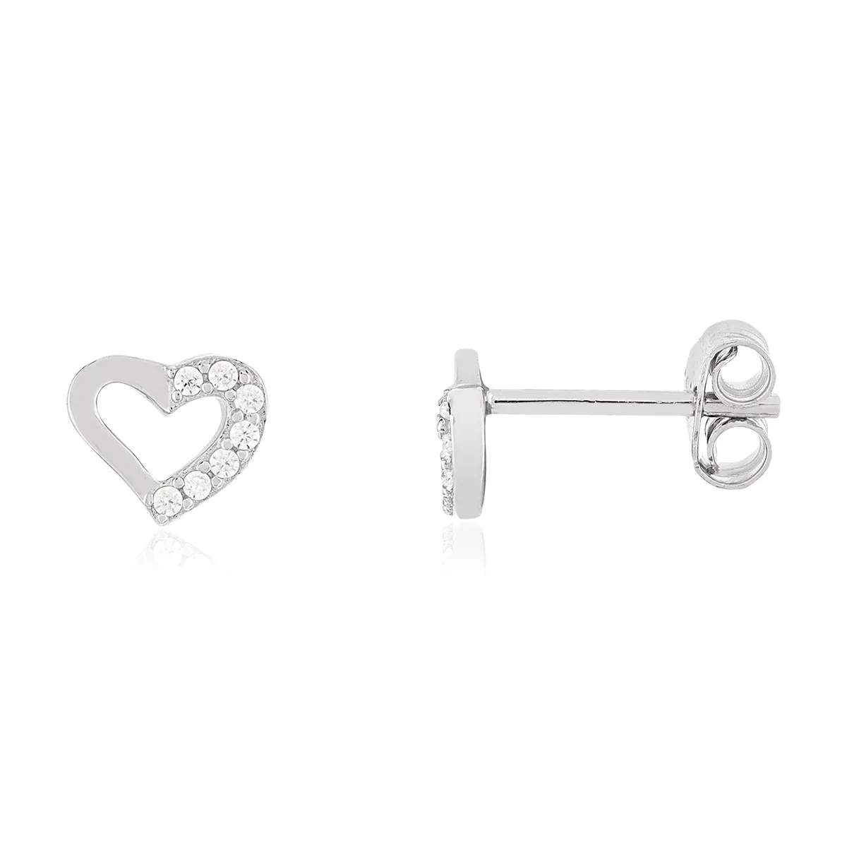 Boucles d'oreilles argent 925 motif coeur zirconias