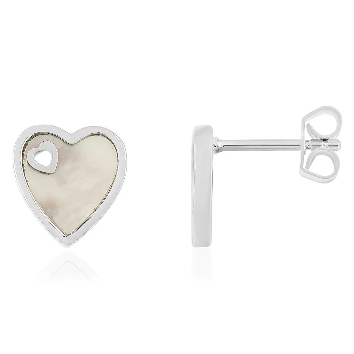 Boucles d'oreilles argent 925 nacres coeurs