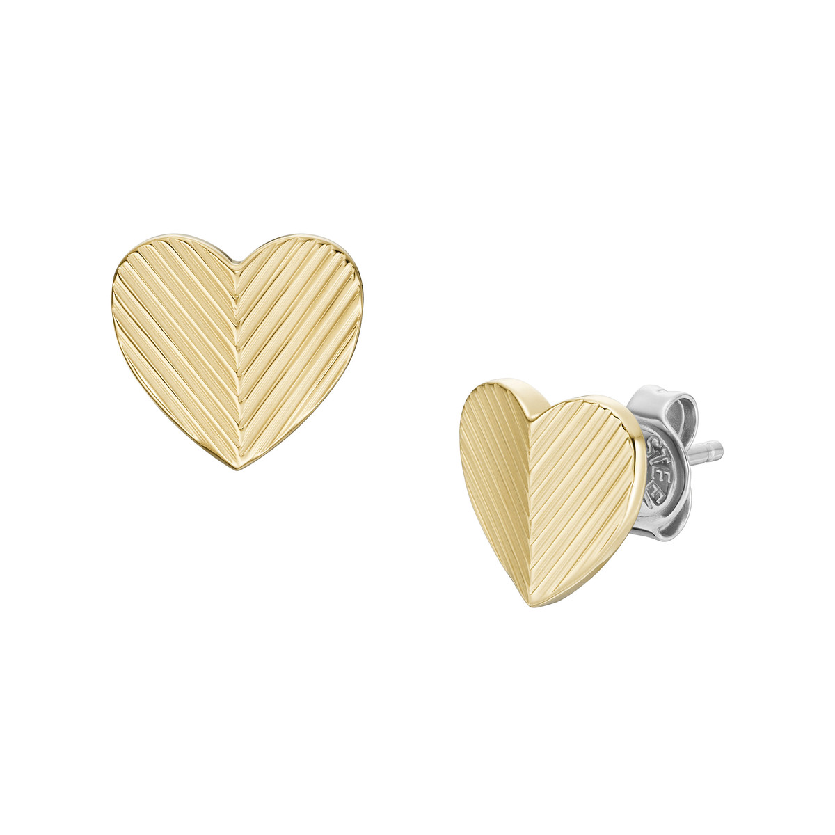 Boucles d'oreilles FOSSIL Harlow Hearts acier inoxydable doré