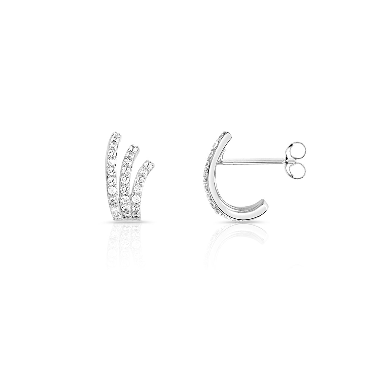 Boucles d'oreilles or 375 blanc zirconia