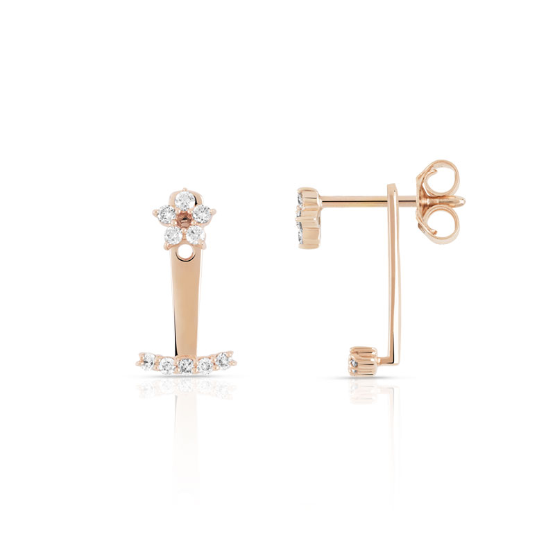 Boucles d'oreilles or 375 rose diamant