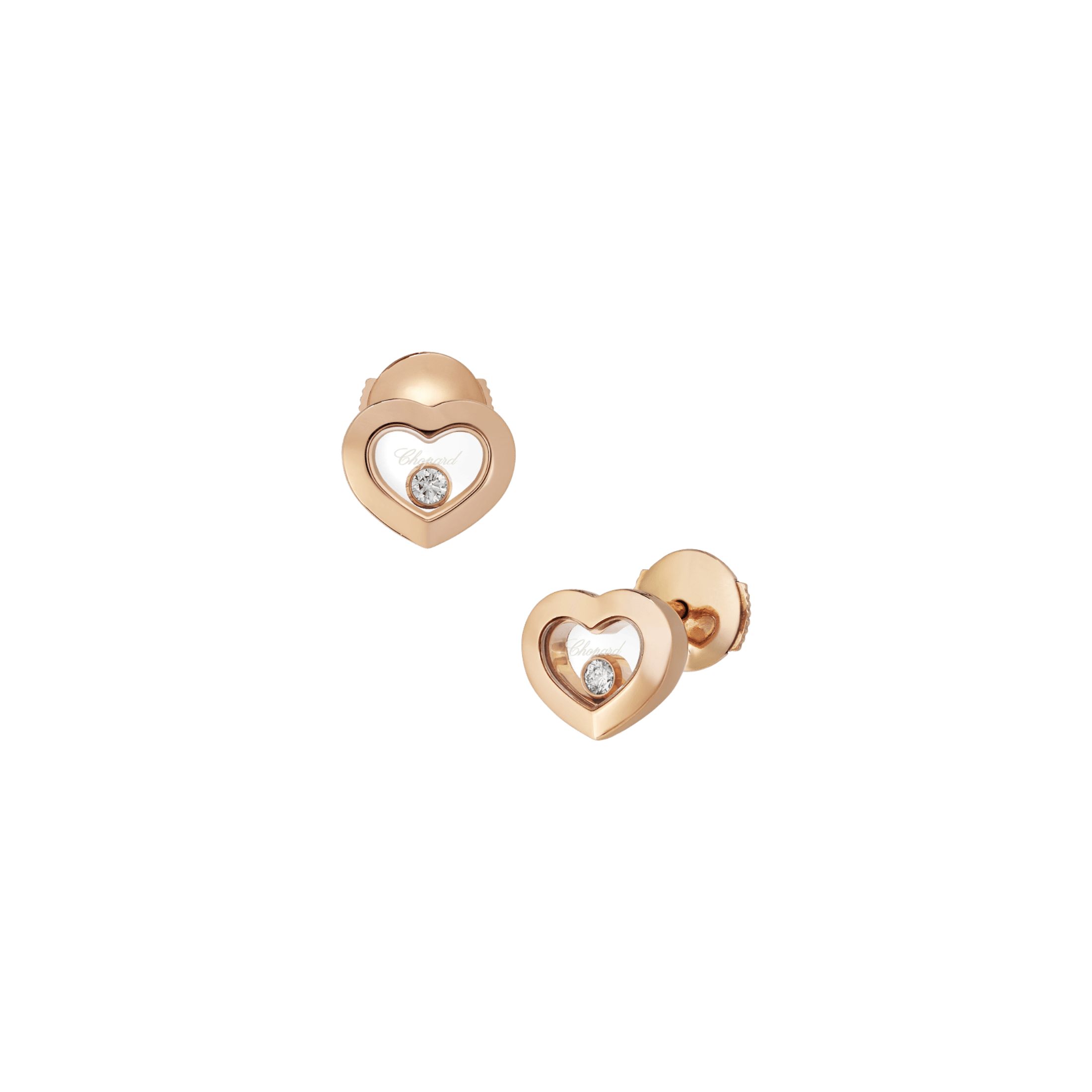 Boucles d’oreilles Chopard Happy Diamonds Icons en or rose et diamants