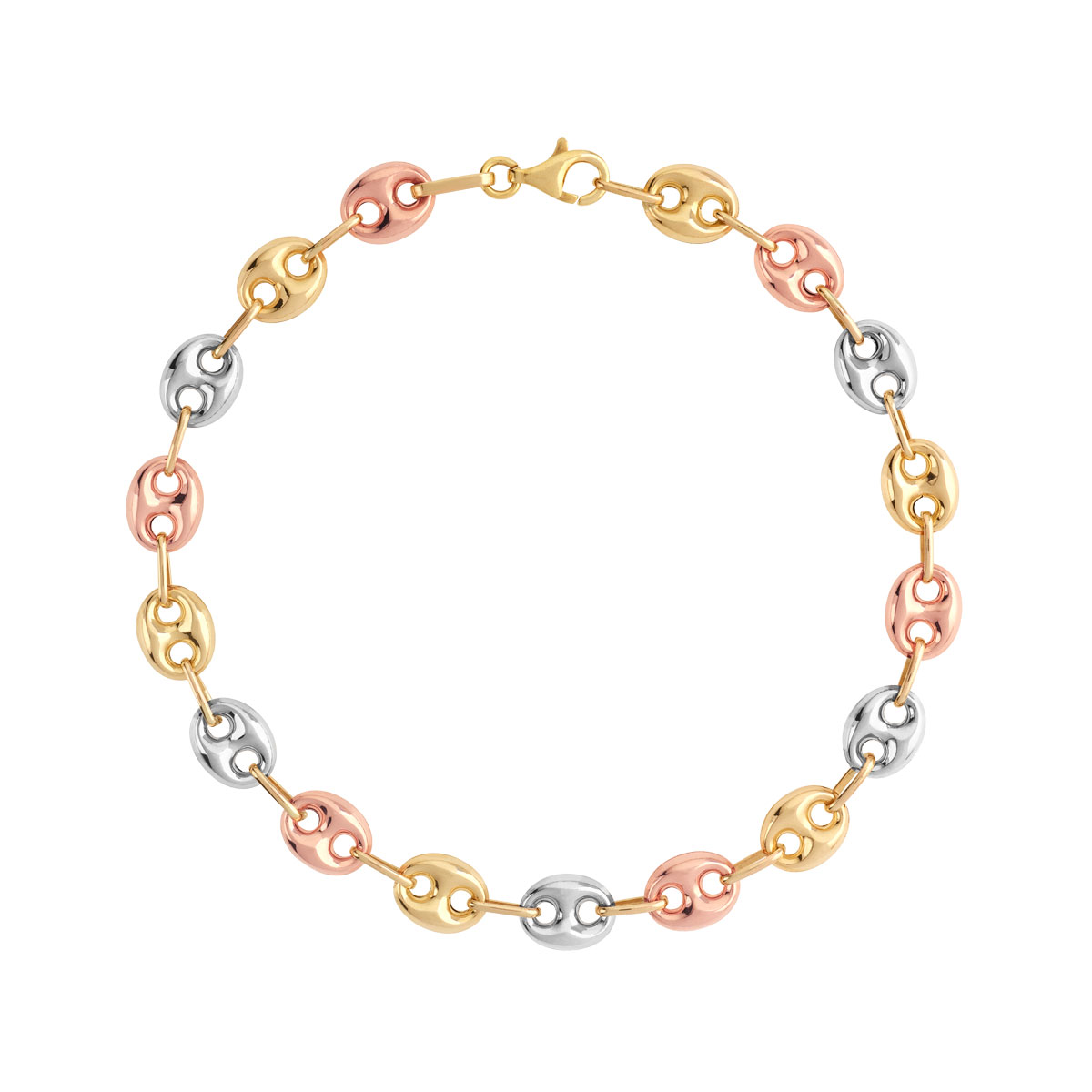 Bracelet 3 ors 375 maille grain de café 19 cm