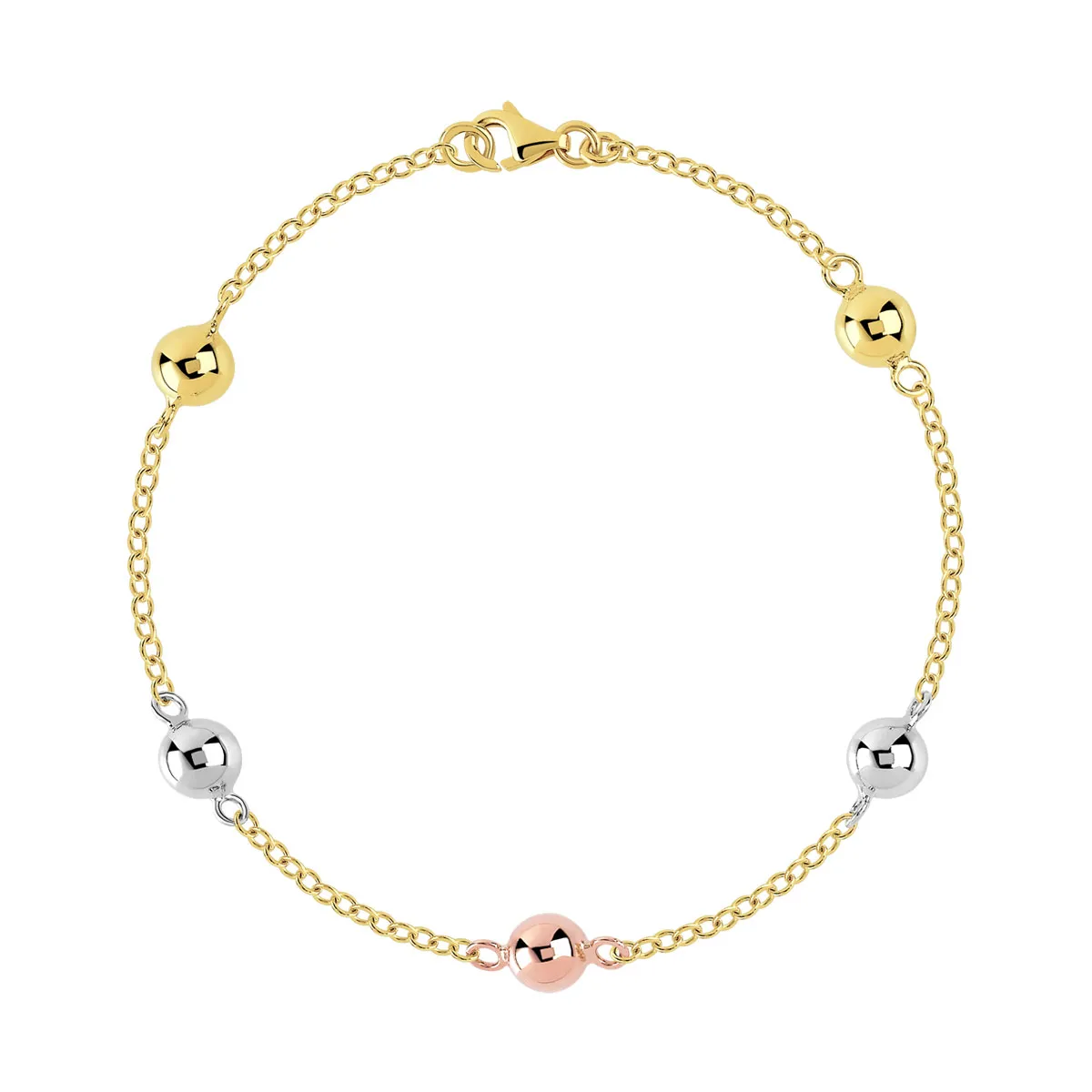 Bracelet 3 ors 750 boules 19,5 cm