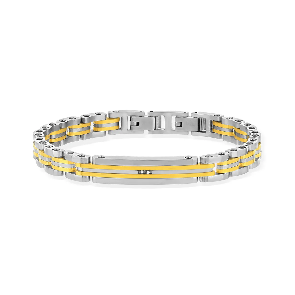 Bracelet acier bicolore doré jaune 21 cm