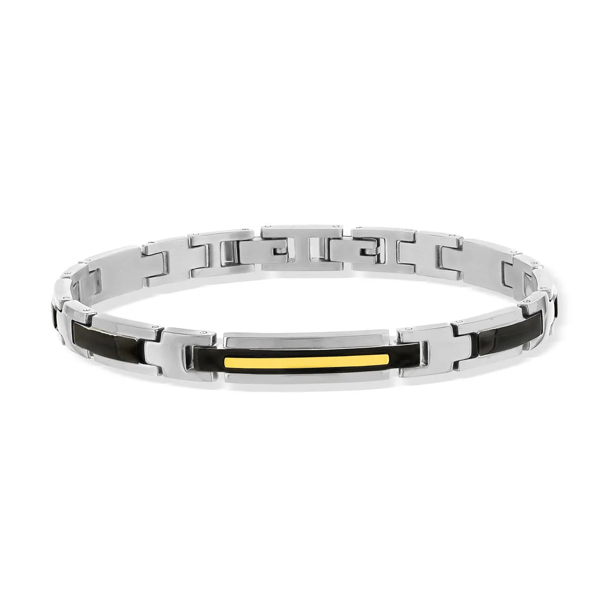 Bracelet acier bicolore noir 21 cm