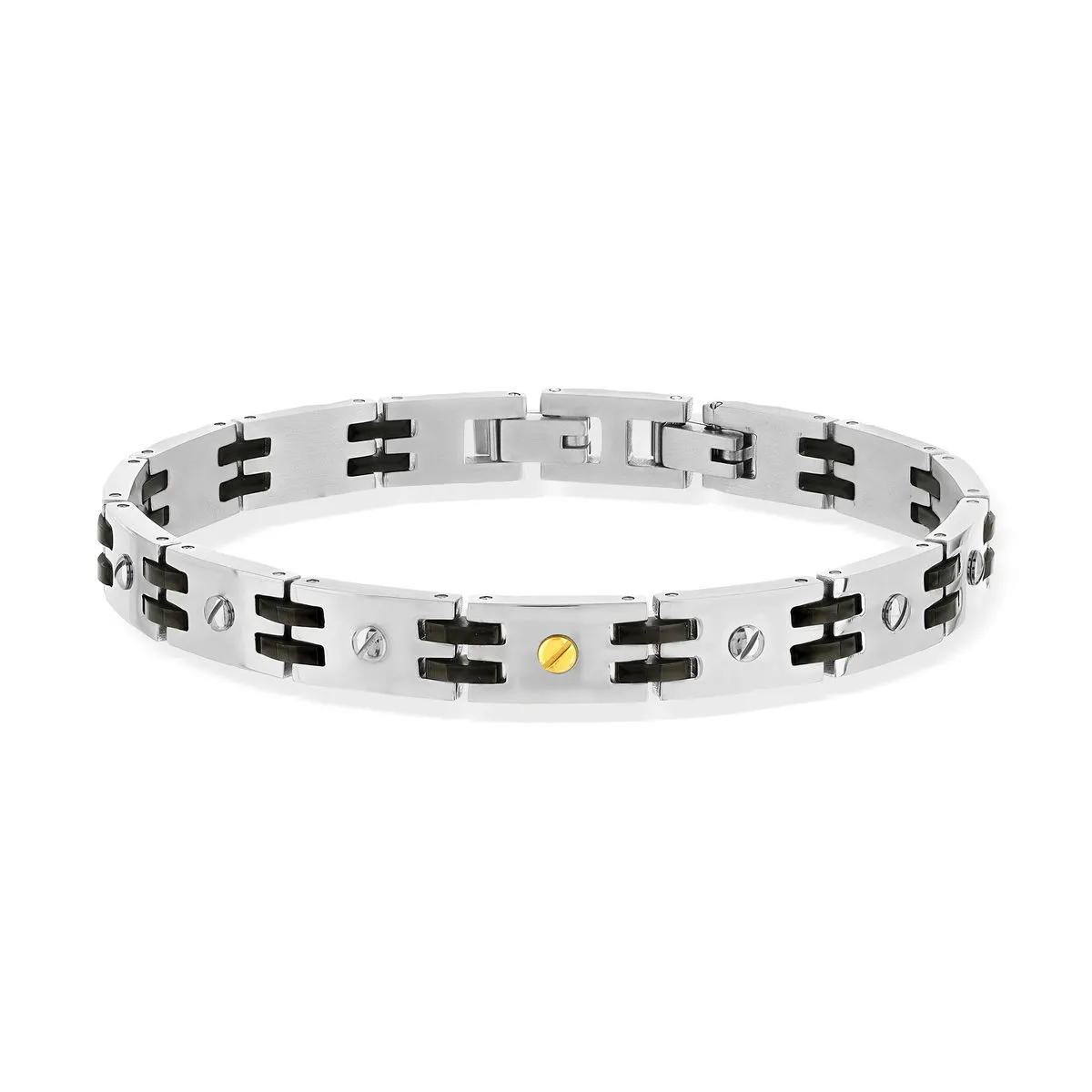Bracelet acier bicolore noir 21 cm vis