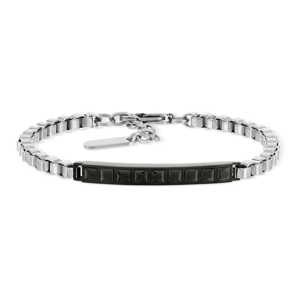 Bracelet acier bicolore noir zirconia noir 21 cm