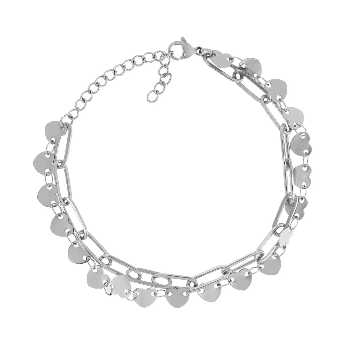 Bracelet acier coeur 22 cm