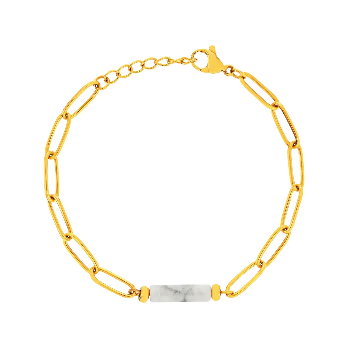 Bracelet acier jaune howlite 18 cm