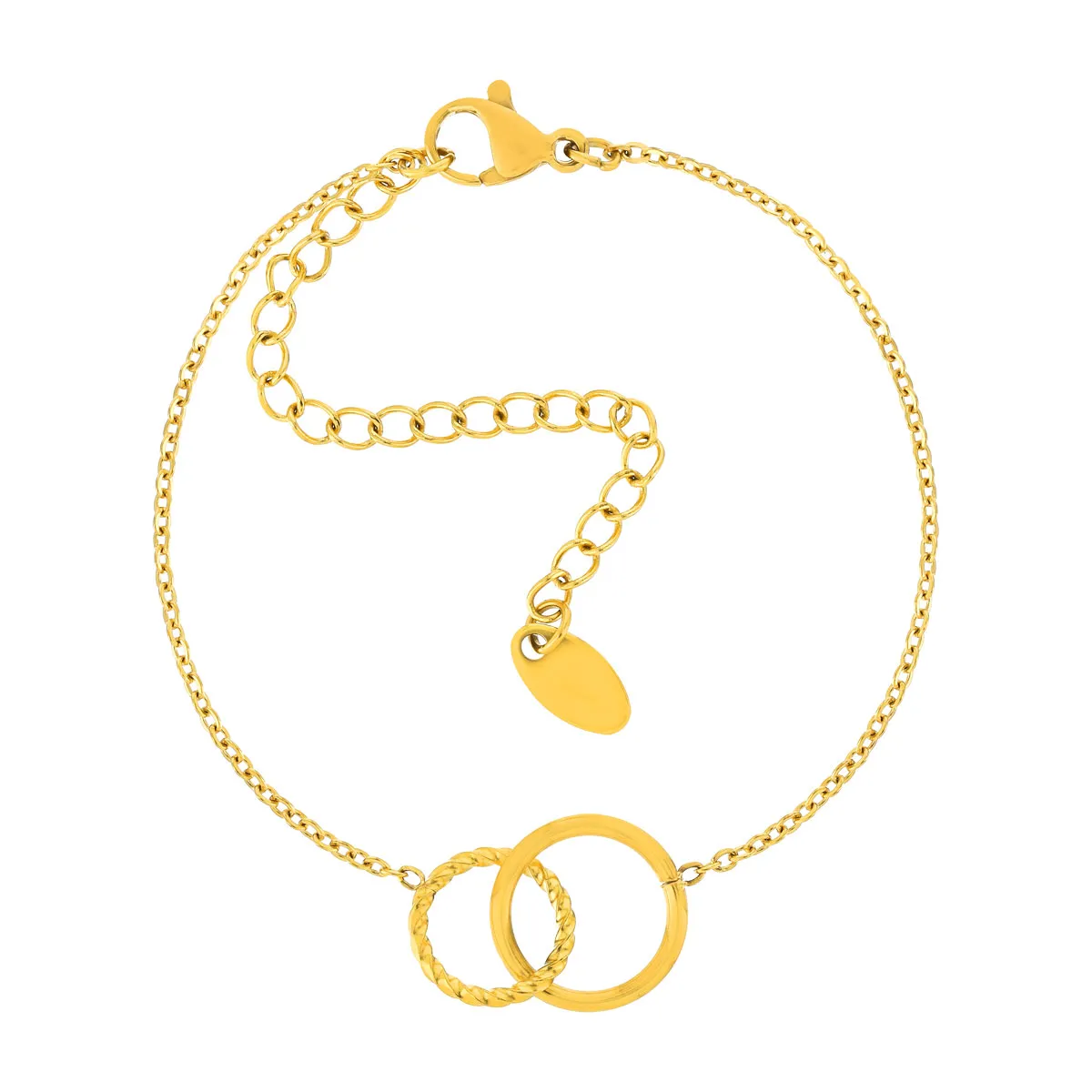 Bracelet acier jaune motif disque 21 cm