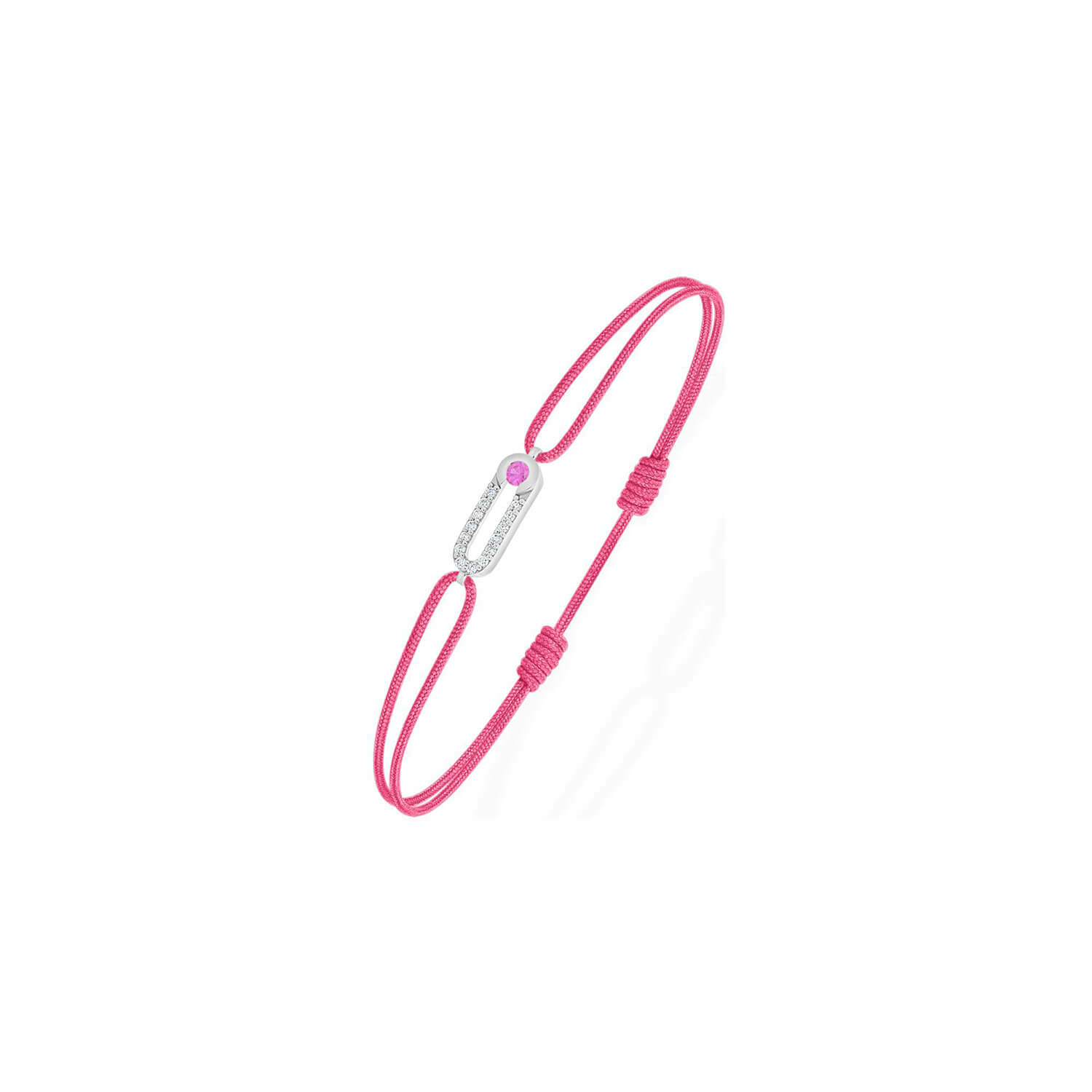 Portofino Bracelet Antonello Portofino "Petit et Rond" en or blanc, saphir rose et diamants