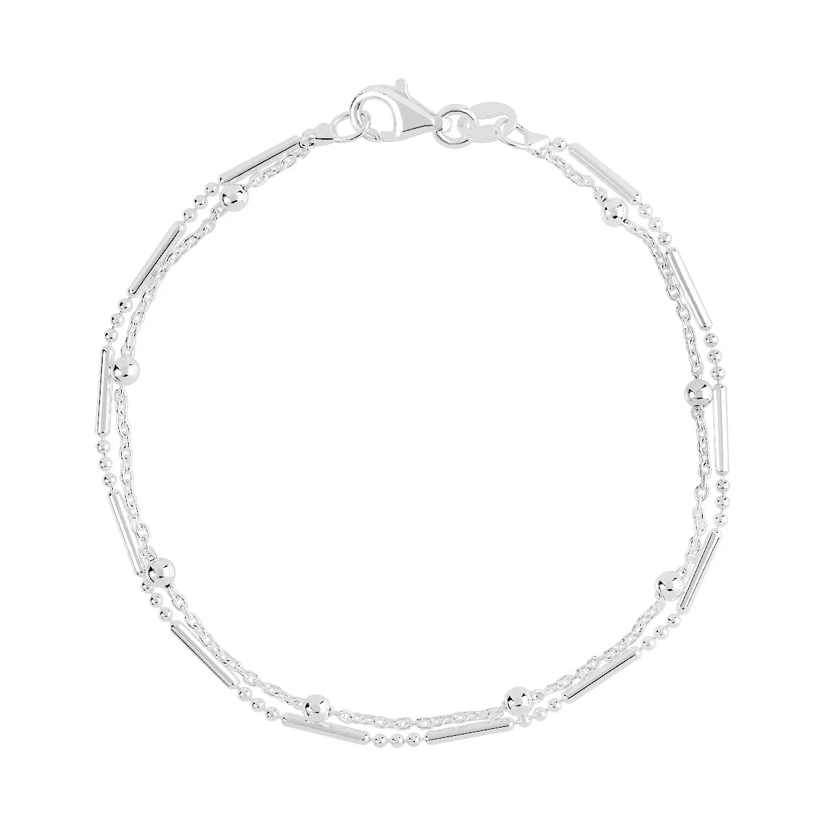 Bracelet argent 925 double rang 18 cm