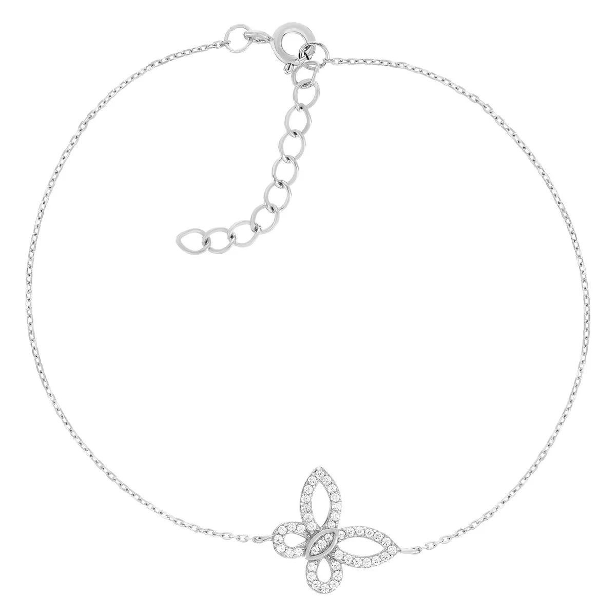 Bracelet argent 925 et zirconias papillon 19cm
