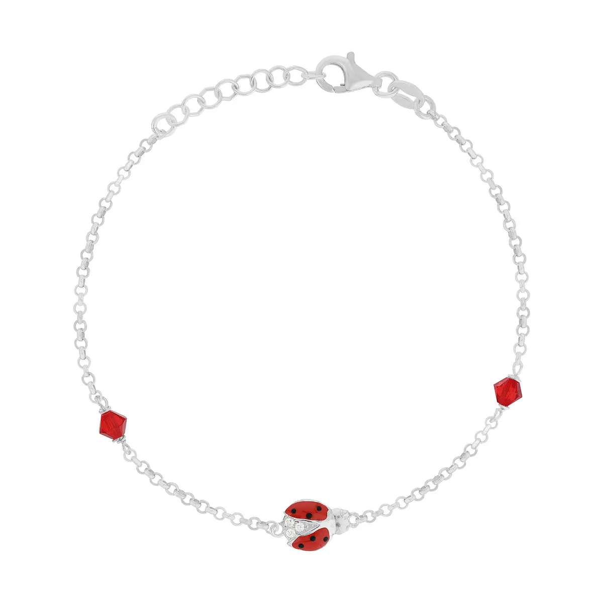 Bracelet argent 925 et zirconias rouges 19cm