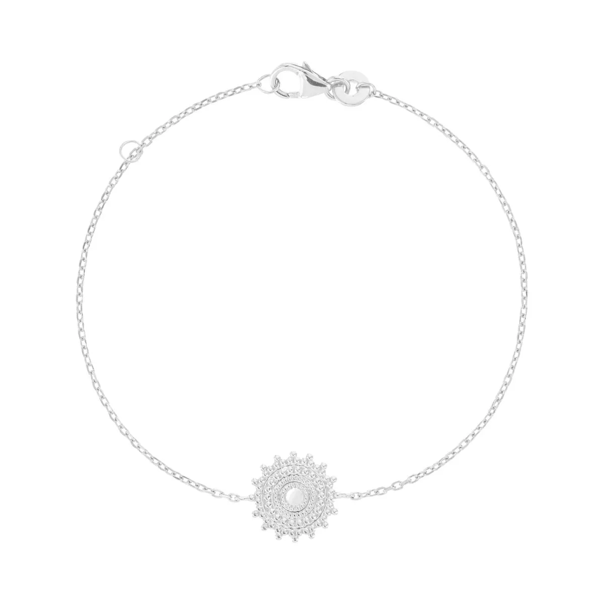 Bracelet argent 925 médaille perlée 18 cm