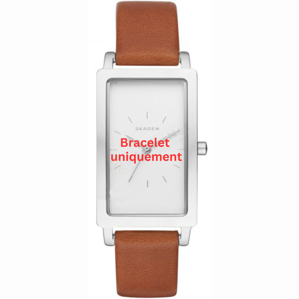 Bracelet cuir marron Skagen - HAGEN RECTANGULAR SMALL / SKW2464