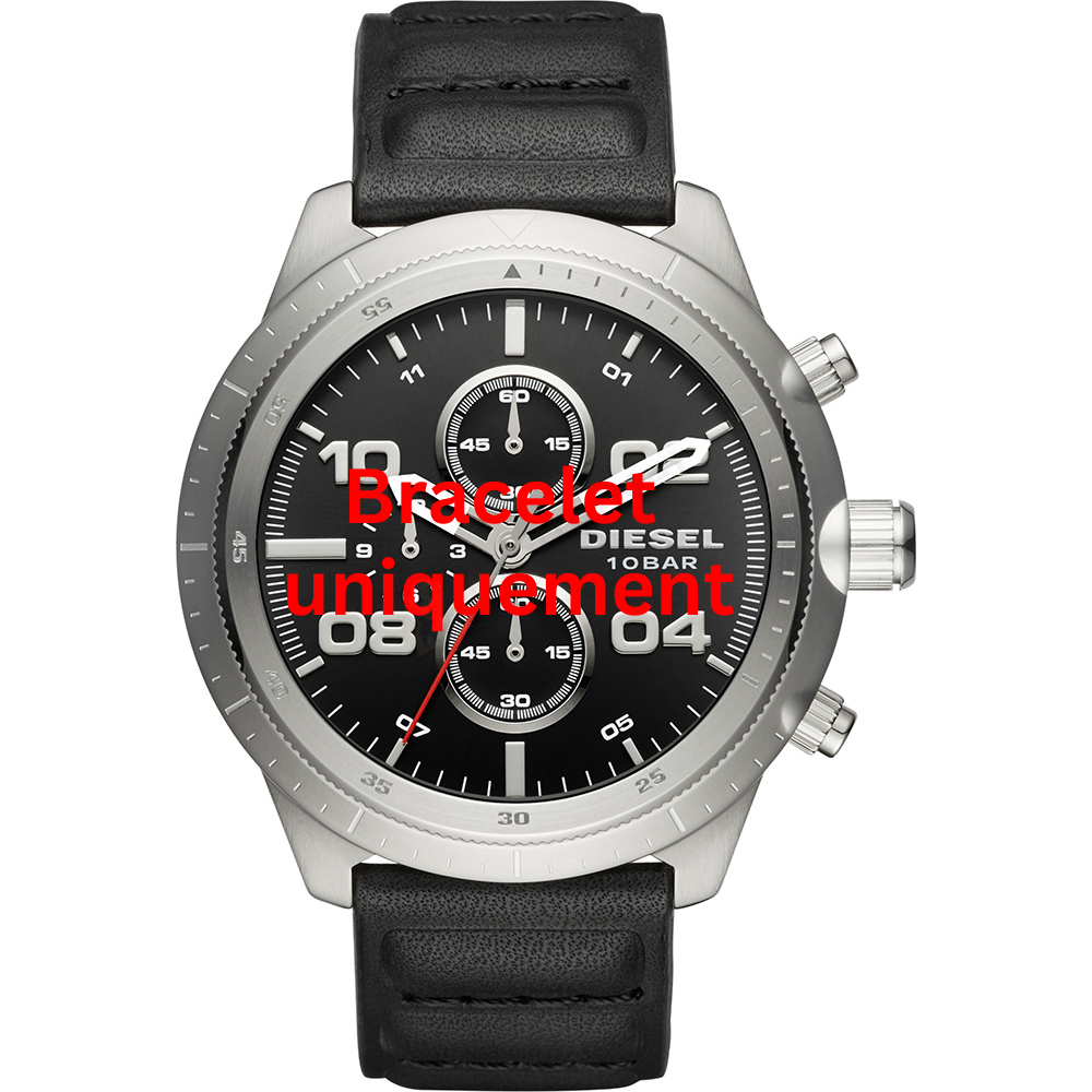 Bracelet cuir noir Diesel - PADLOCK / DZ4439