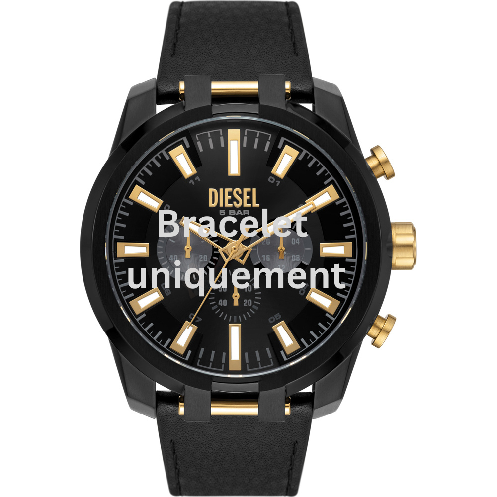 Bracelet cuir noir Diesel - SPLIT / DZ4610