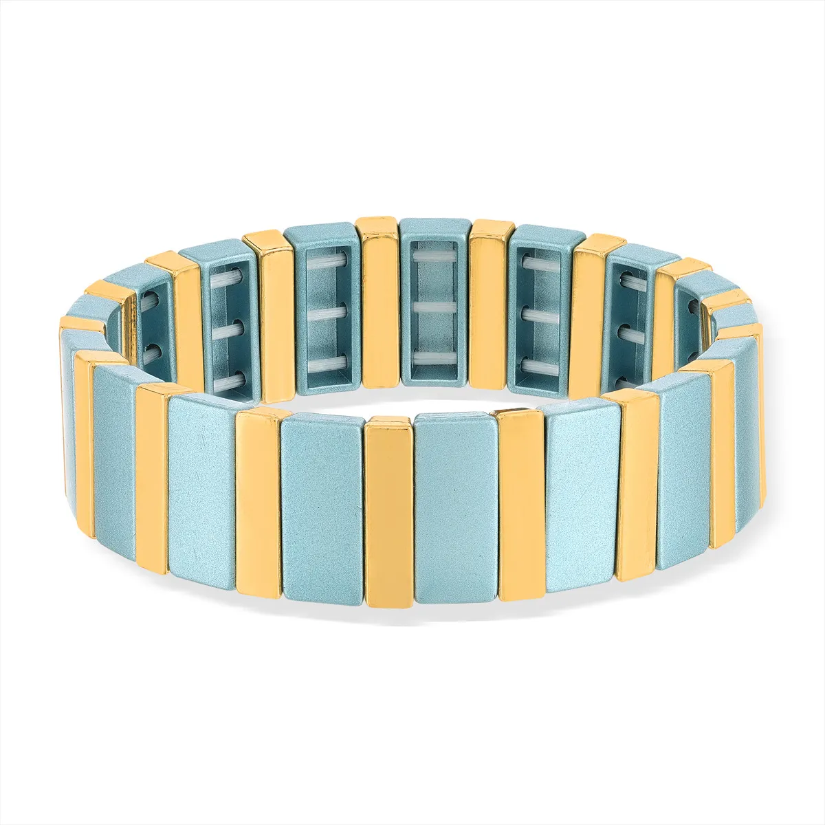 Bracelet élastique métal émail multicolore 15 mm