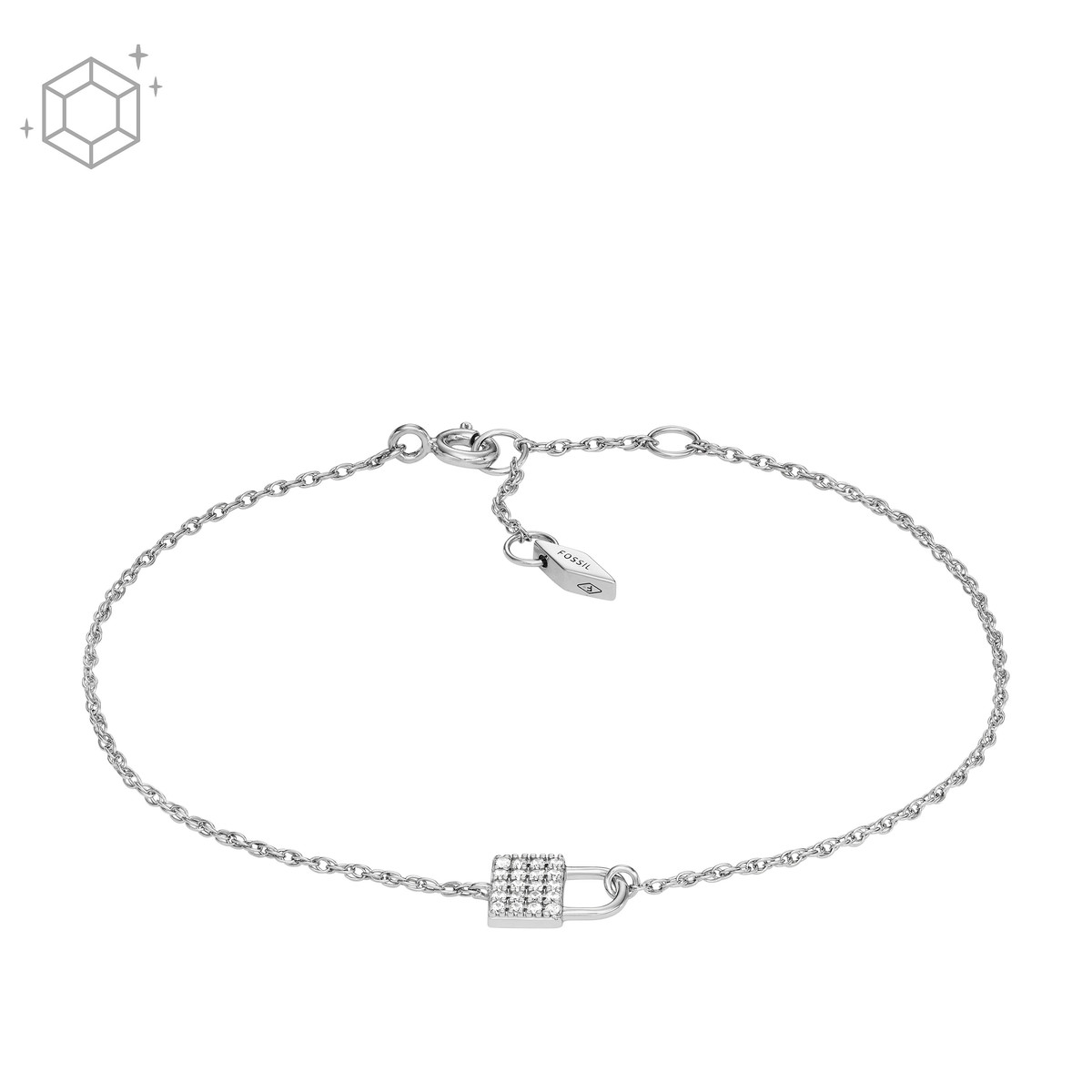 Bracelet FOSSIL argent 925 cadenas et zirconias 19 cm