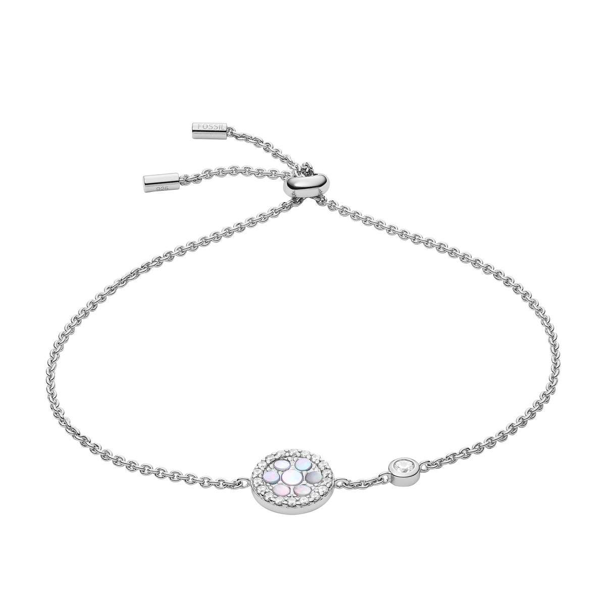 Bracelet FOSSIL argent 925 nacre et zirconias