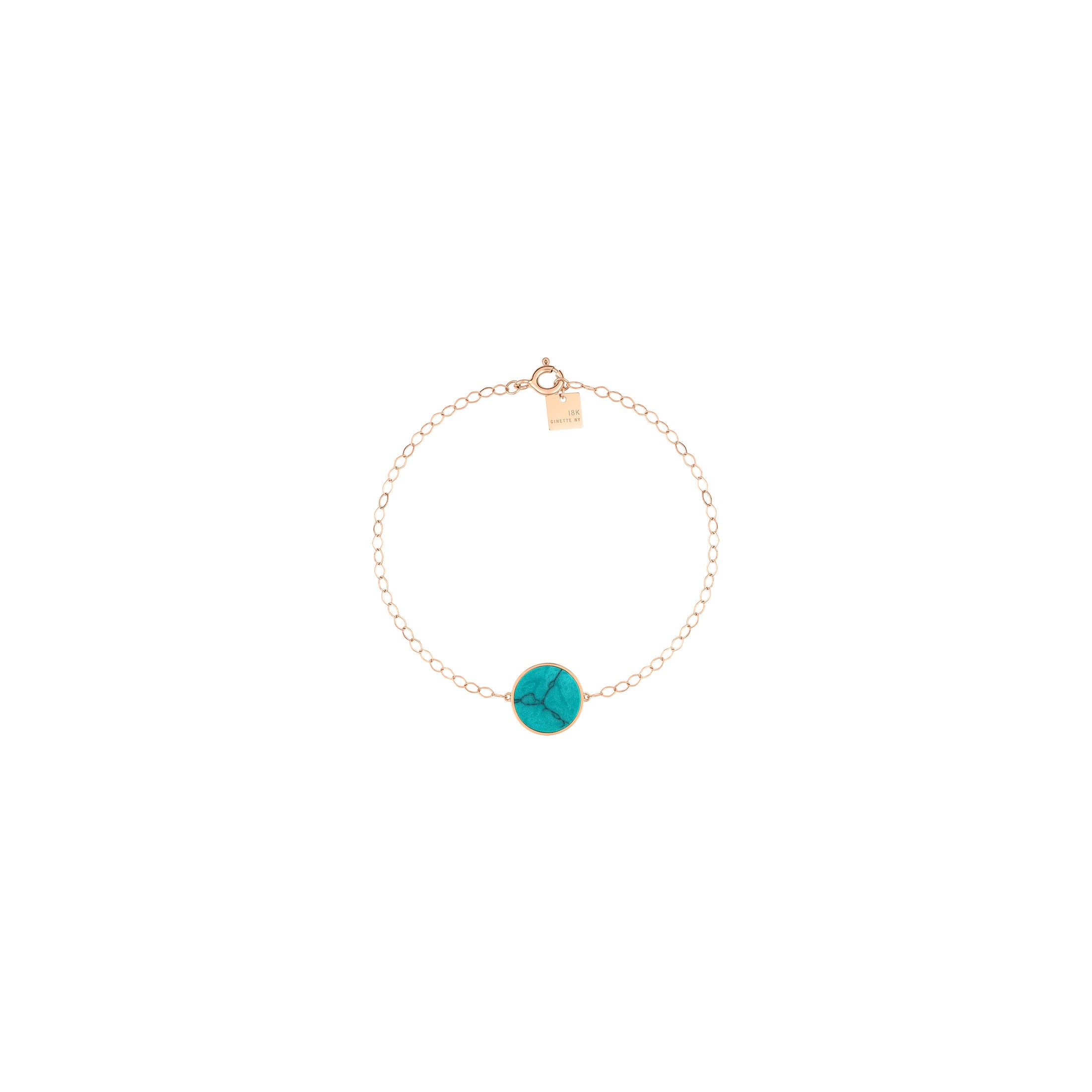 Bracelet Ginette NY Ever Disc en or rose et turquoise