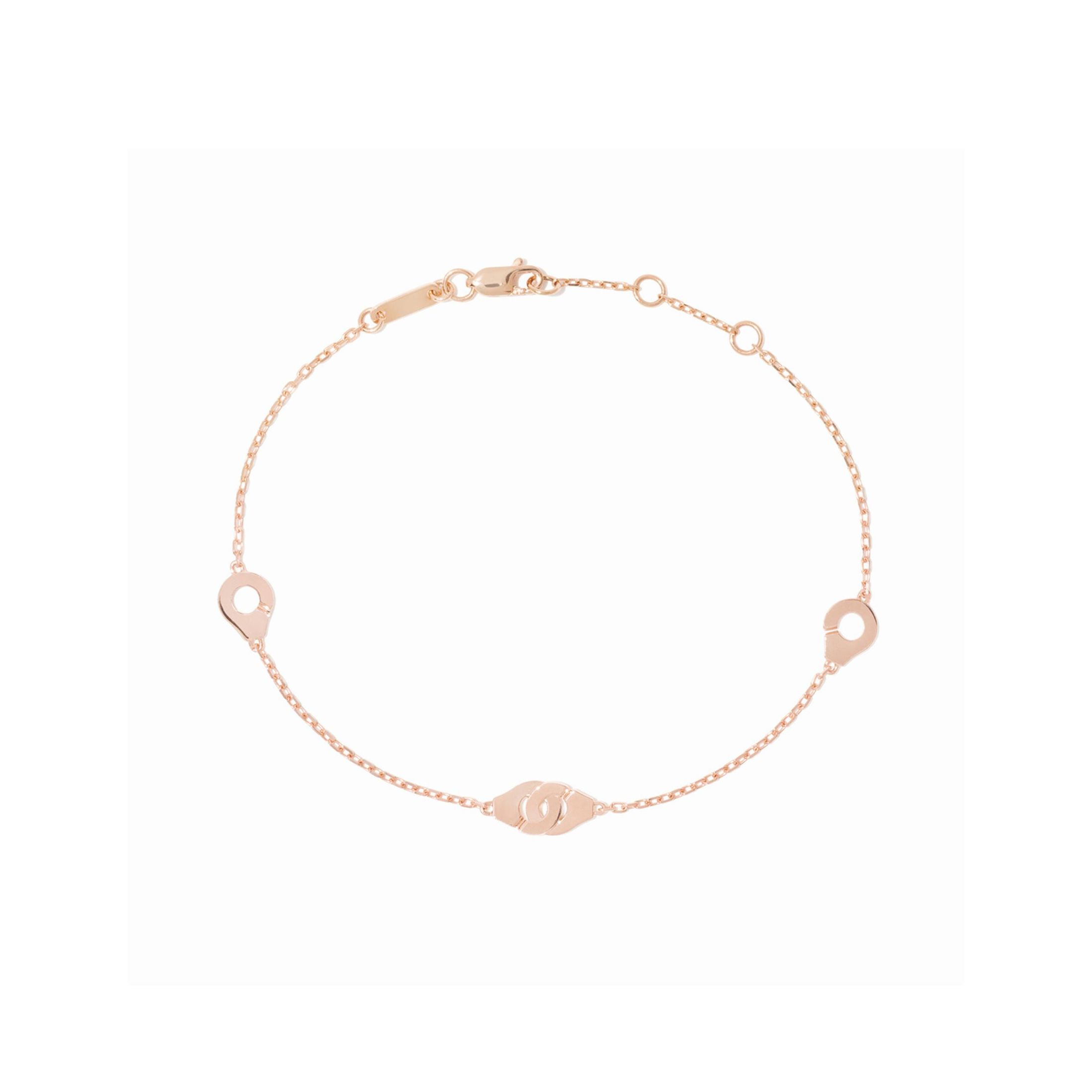 Bracelet Menottes dinh van R5 en or rose sur chaine