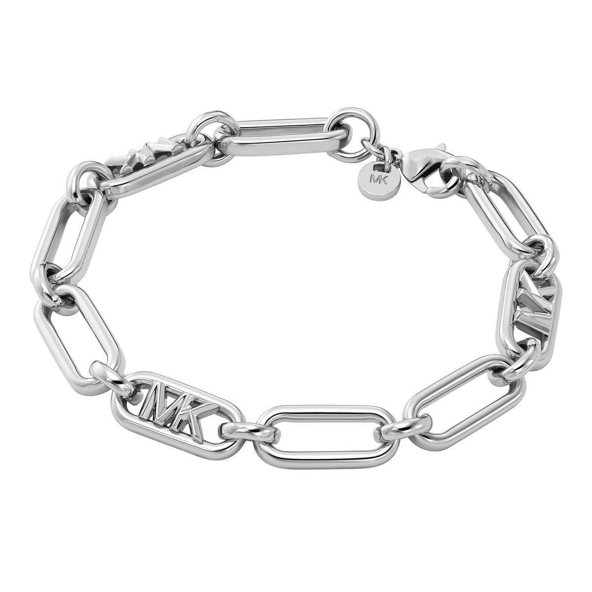 Bracelet MICHAEL KORS laiton argenté maille fantaisie 18 cm