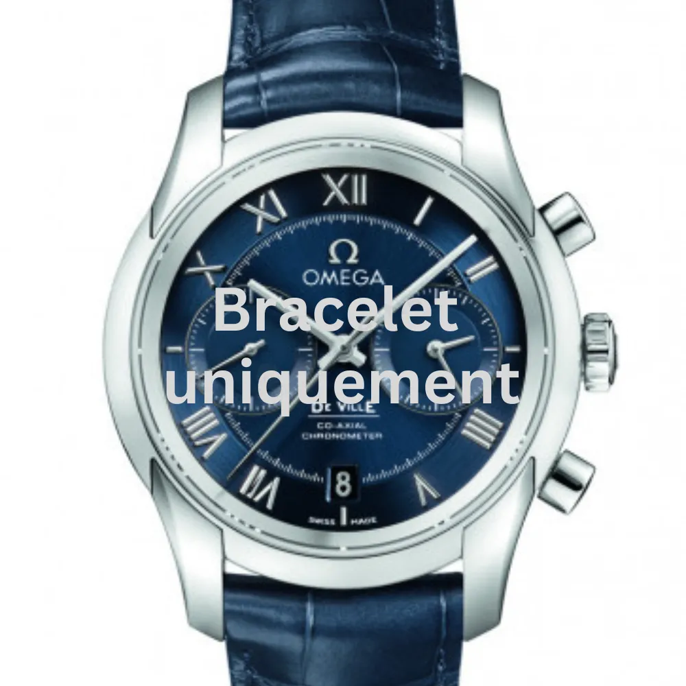 Bracelet peau de crocodile bleu Omega - DE VILLE / 43113425103001 - 98000408