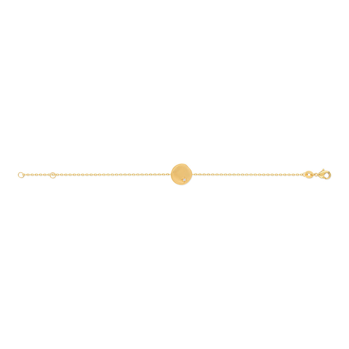 Bracelet plaqué or médaille zirconia 17.5 cm