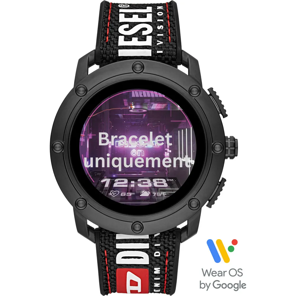 Bracelet textile sur caoutchouc noir Diesel - AXIAL / DZT2022