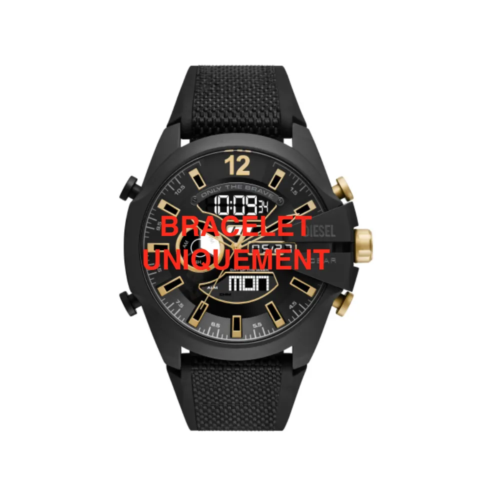 Bracelet textile sur caoutchouc noir Diesel - MEGA CHIEF / DZ4593 DZ4548 DZ4552
