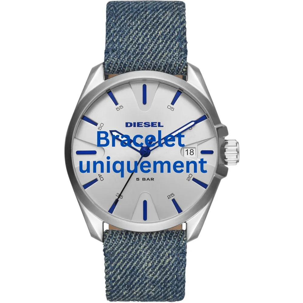 Bracelet textile sur cuir bleu Diesel - MS9 / DZ1891