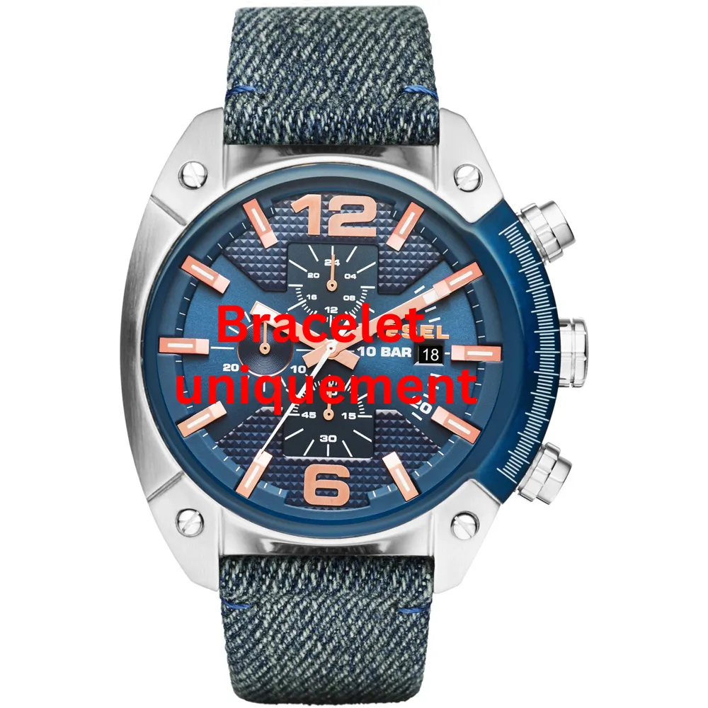Bracelet textile sur cuir bleu Diesel - OVERFLOW / DZ4374 - DZ4480