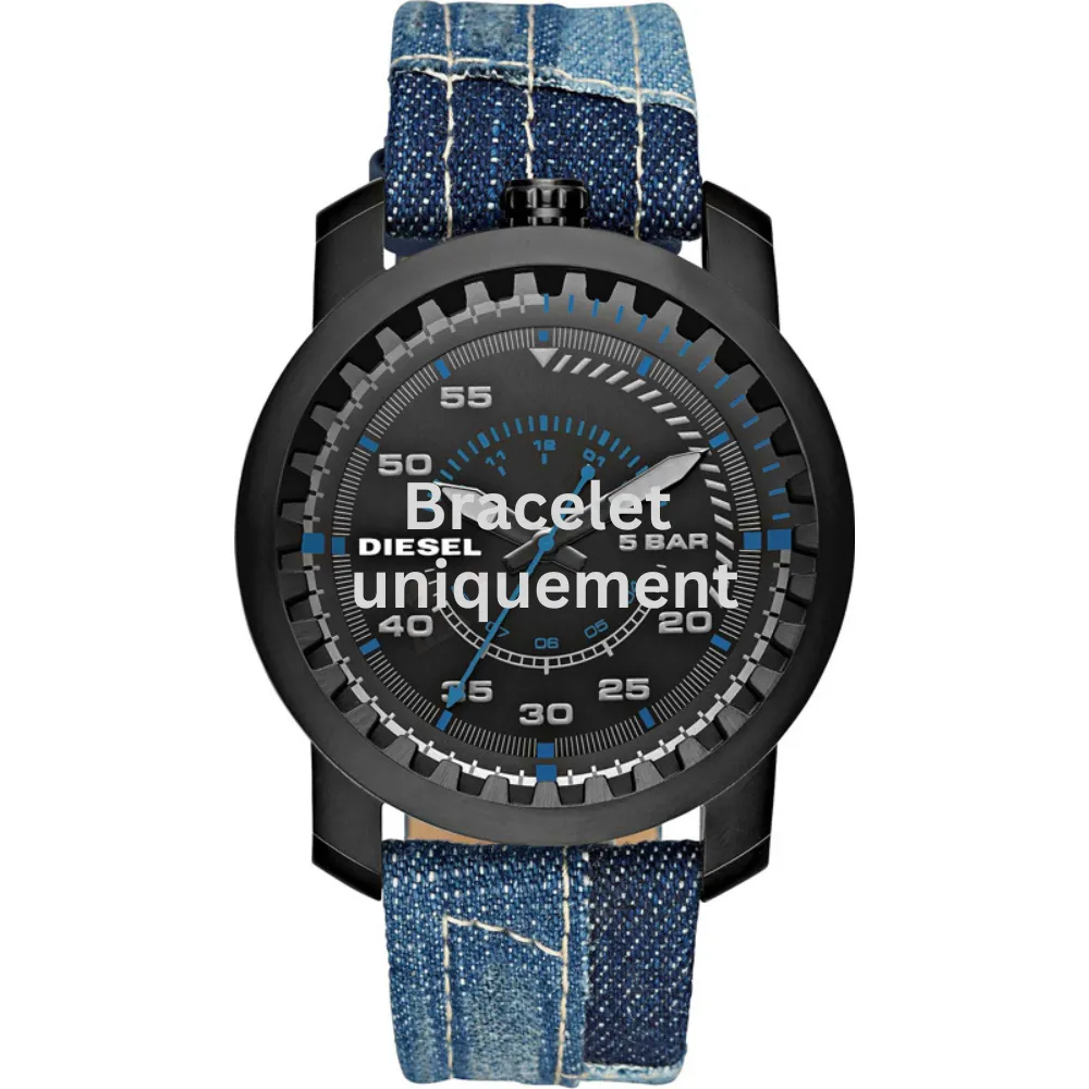 Bracelet textile sur cuir bleu Diesel - RIG STRAP / DZ1748