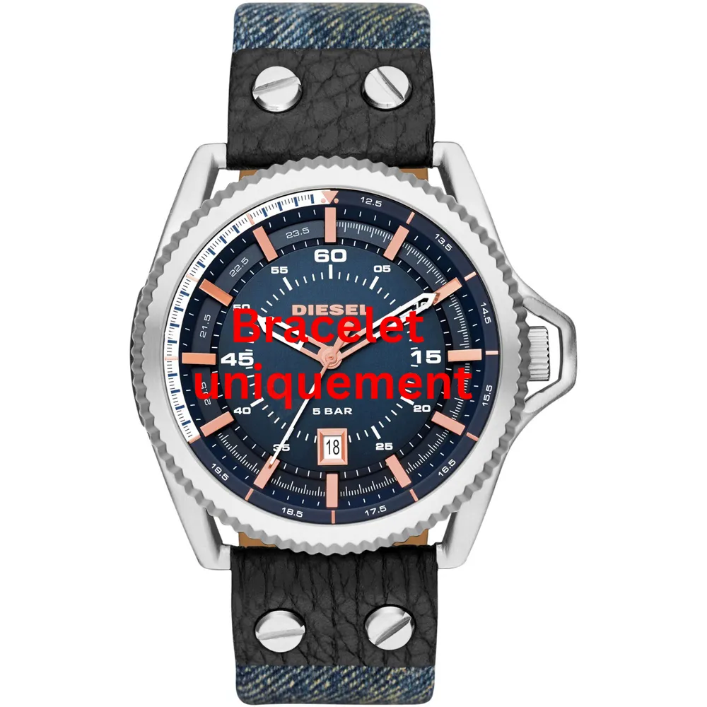 Bracelet textile sur cuir bleu Diesel - ROLLCAGE / DZ1727