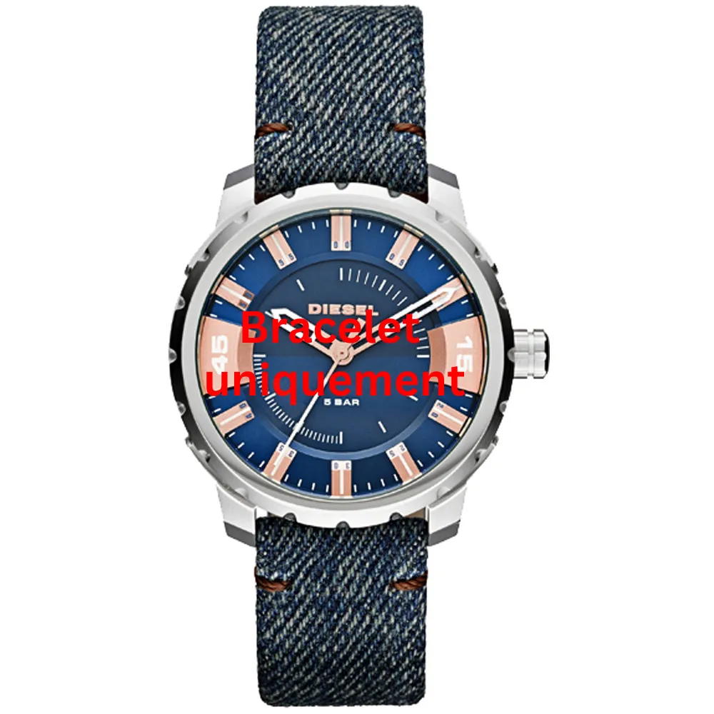 Bracelet textile sur cuir bleu Diesel - STRONGHOLD MEDIUM / DZ1722