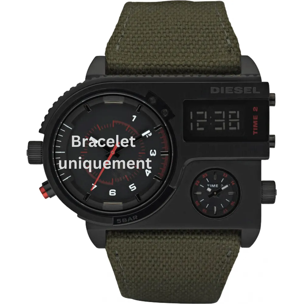 Bracelet textile sur cuir vert Diesel - DZ7206
