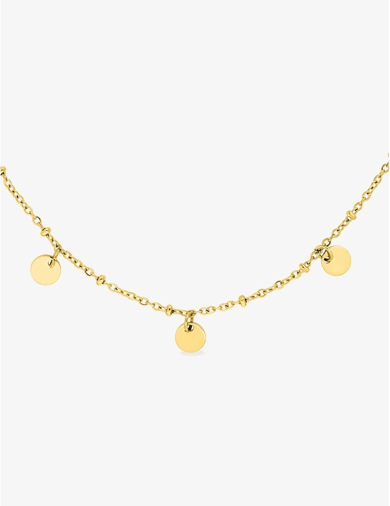 Collier acier doré, breloques rondes SO OR