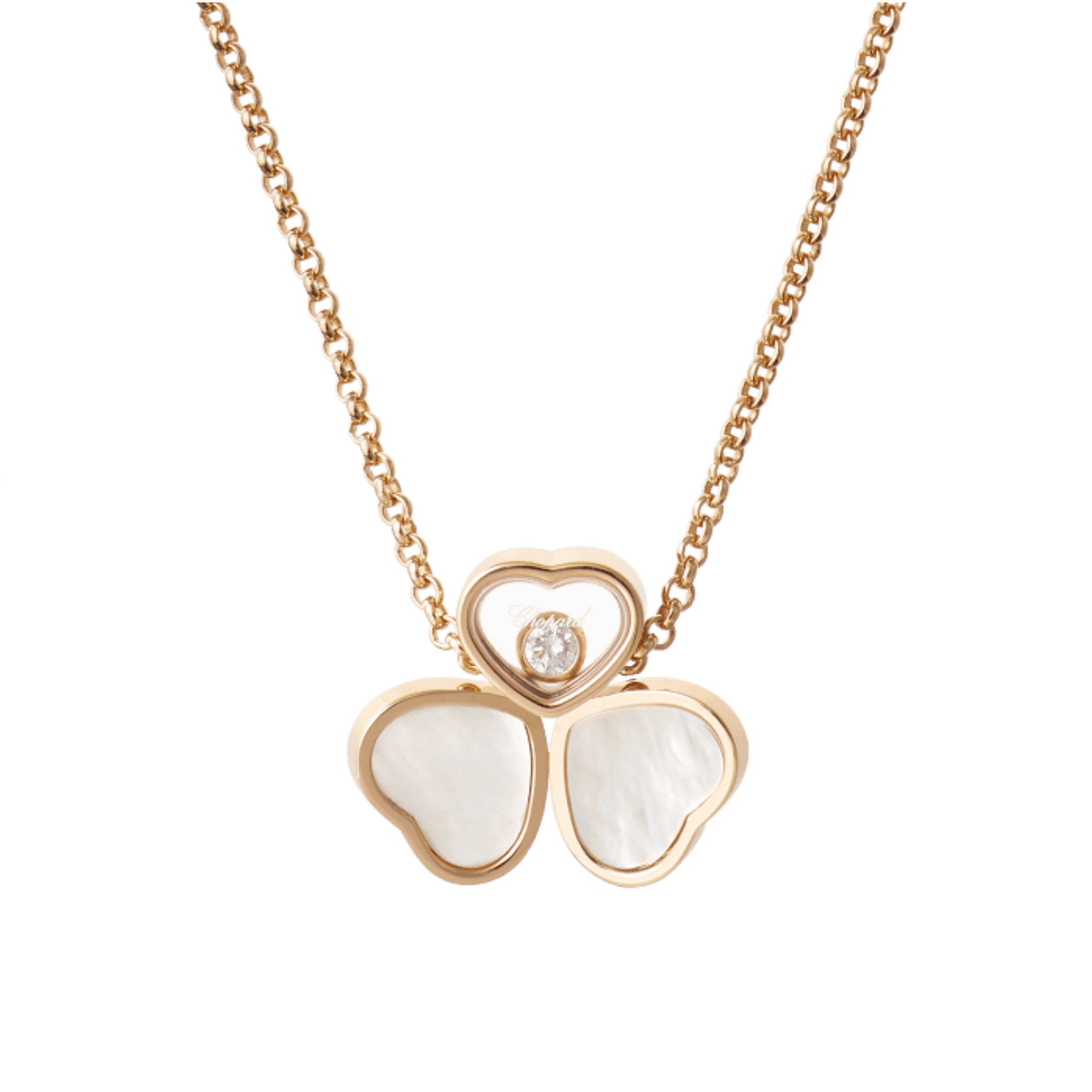 Collier Chopard My Happy Hearts en or blanc, nacre et diamant