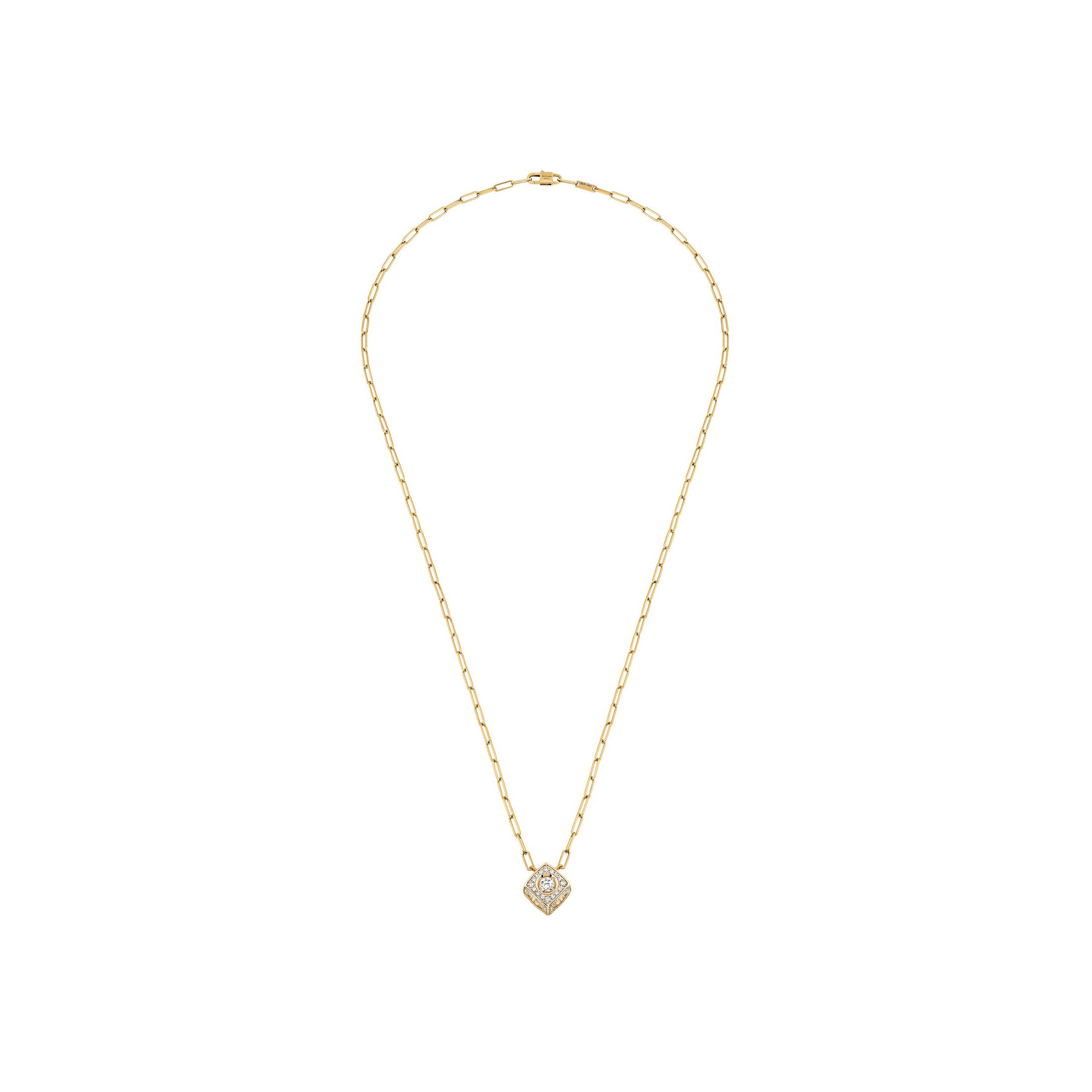 Collier dinh van Le Cube Diamant XL en or jaune et pavage diamants