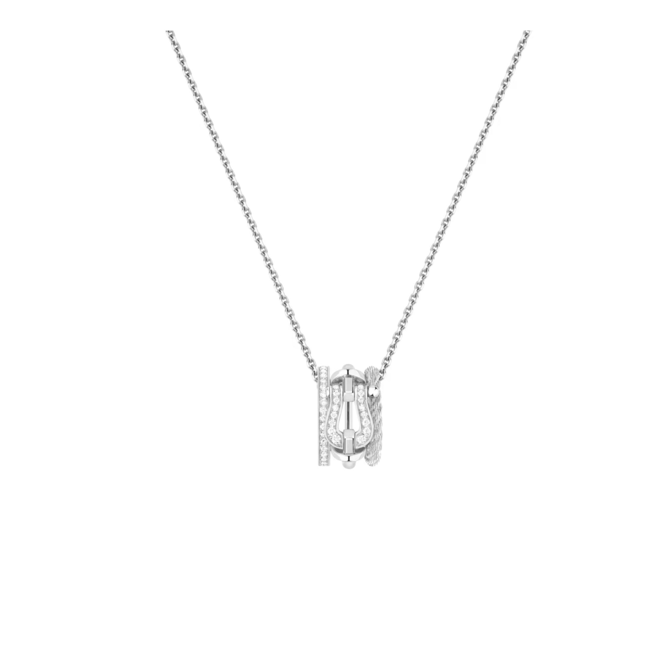 Collier FRED Force 10 Rise en or blanc 750 millièmes semi-pavé de diamants