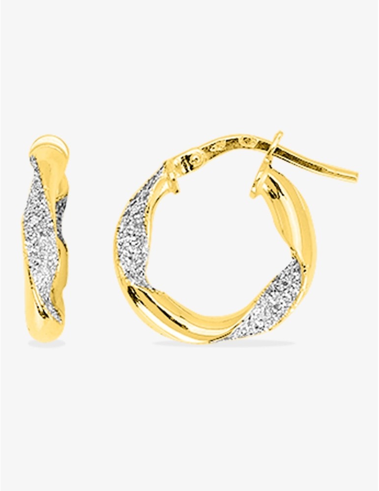 Créoles torsadées 10 mm or jaune 375‰ et glitter SO OR